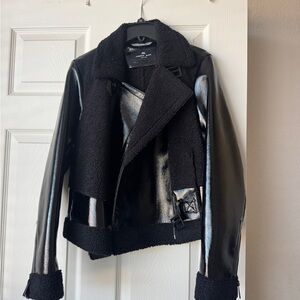Andrew Marc Black Leather Shearling Jacket